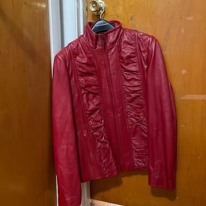 Red Kasper leather coat